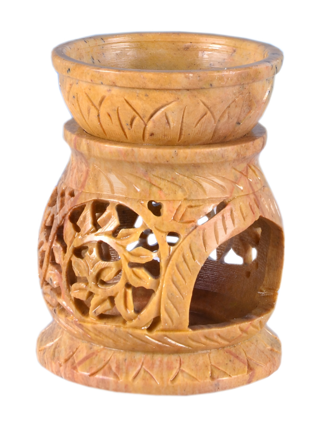 Avinash Handicrafts Brown Textured Stone Carved Matki Shape Aroma Diffuser