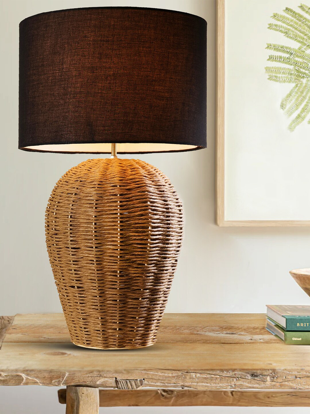 Decazone Black Contemporary Cylindrical Shaped Table Lamp