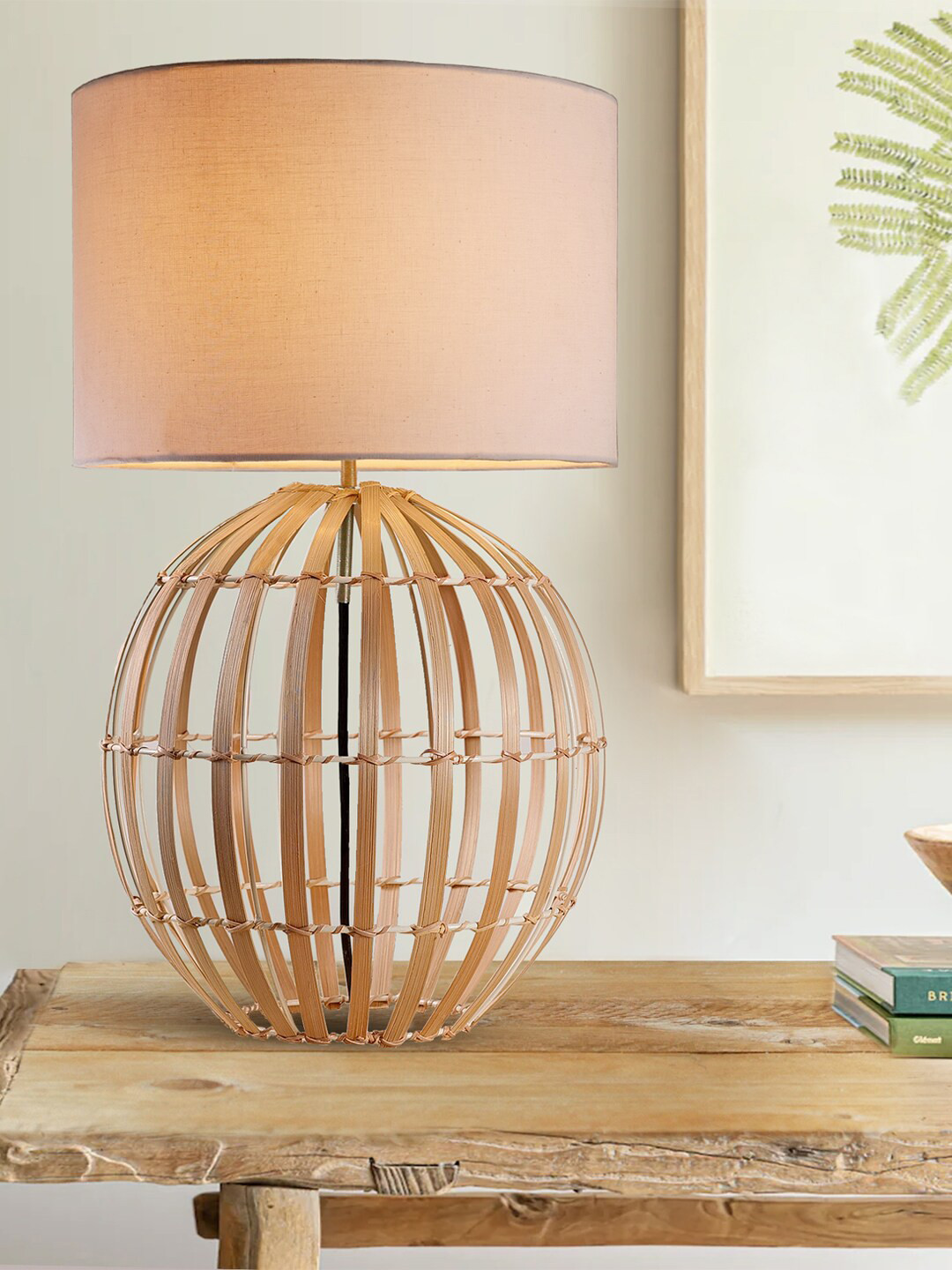 Decazone Khaki  White Cylinder Shaped Contemporary Table Lamp