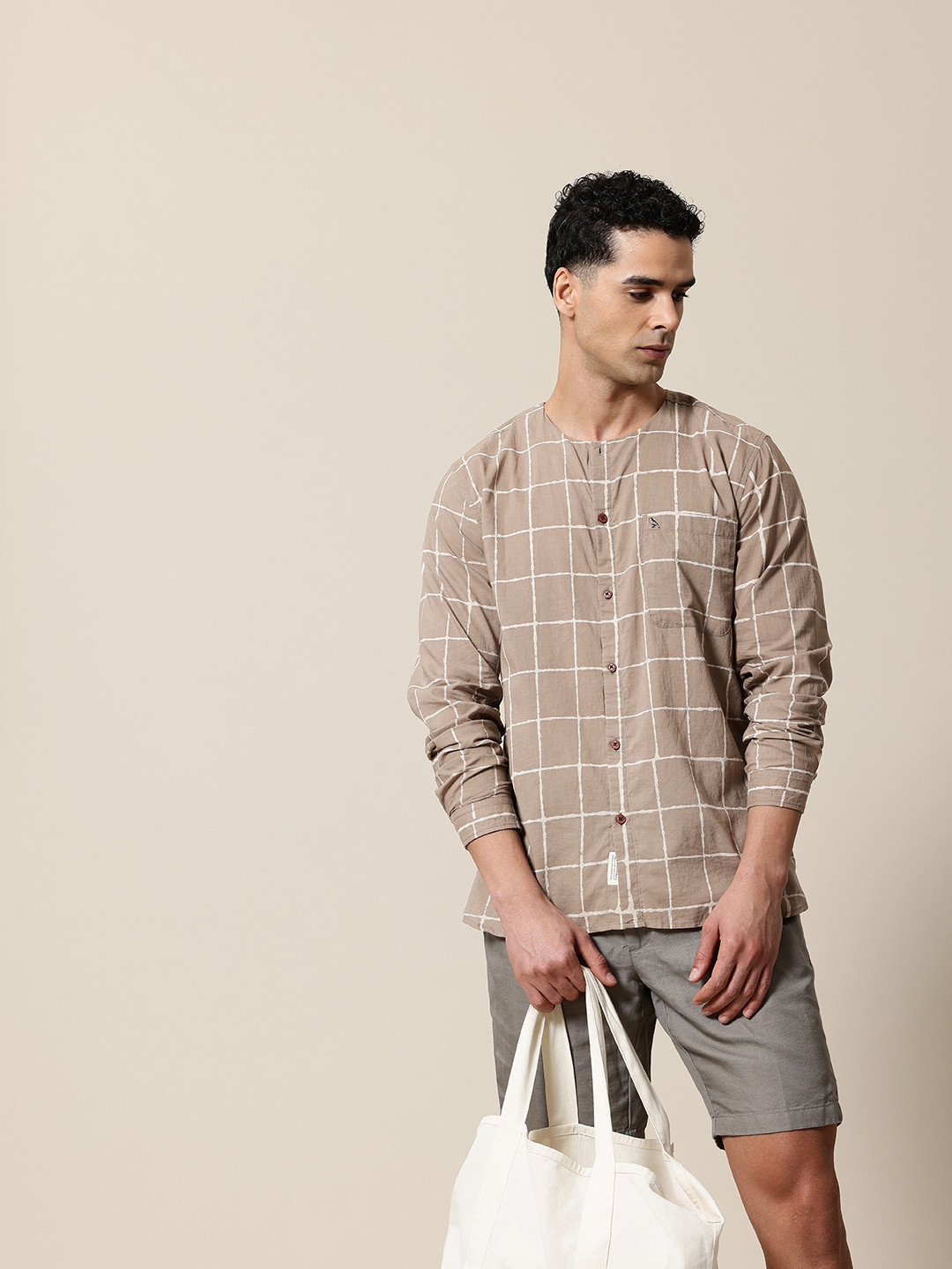 Mr Bowerbird Dabu Hand Block Printed Organic Cotton Opaque Casual Shirt