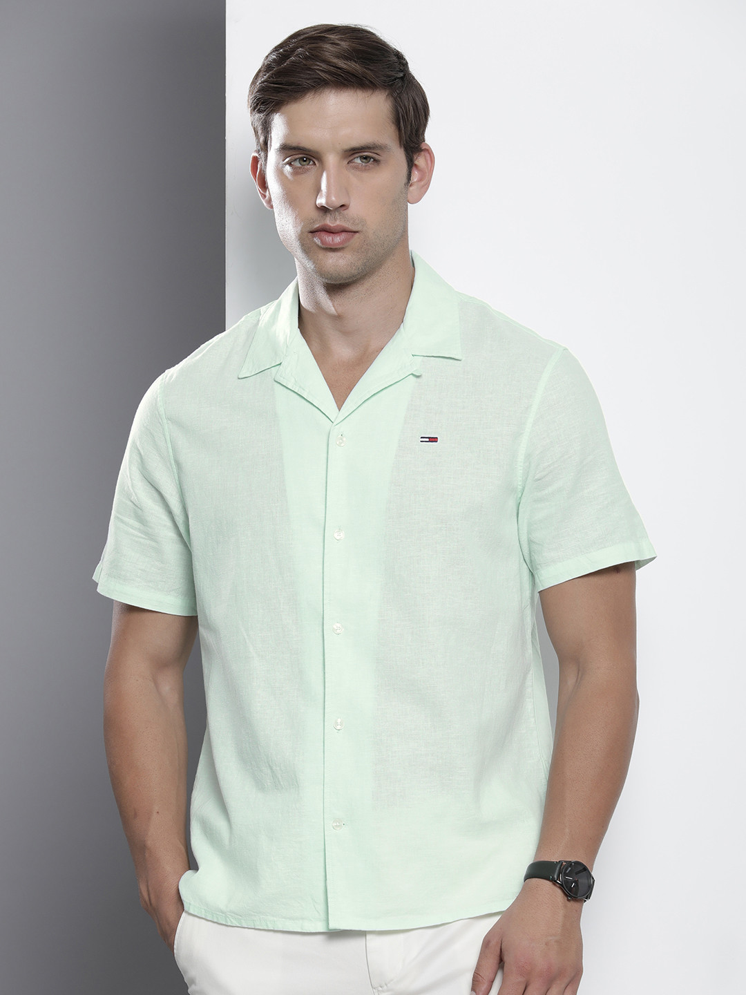 Tommy Hilfiger Men Cotton Linen Casual Shirt