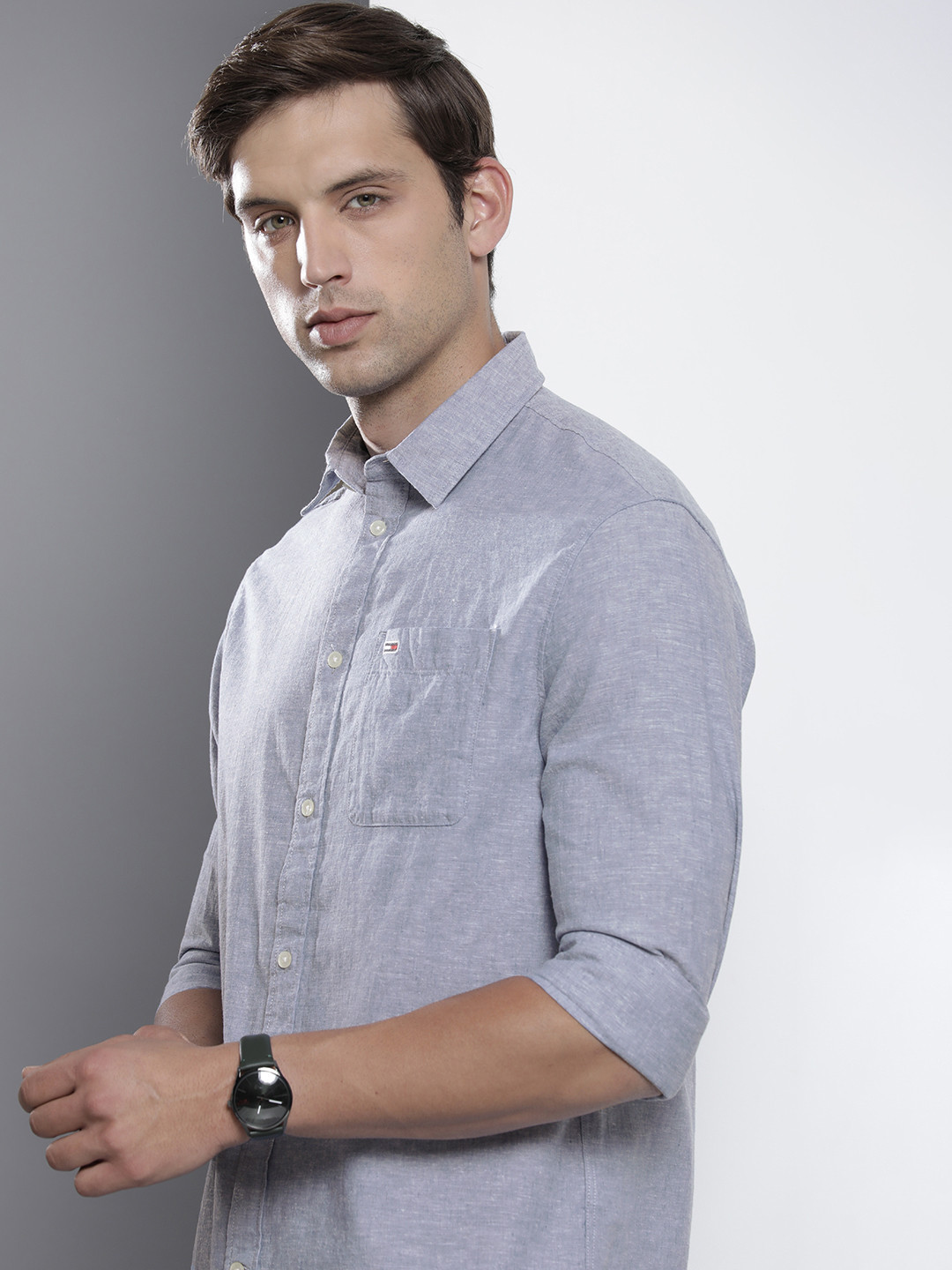 Tommy Hilfiger Men Cotton Linen Casual Shirt