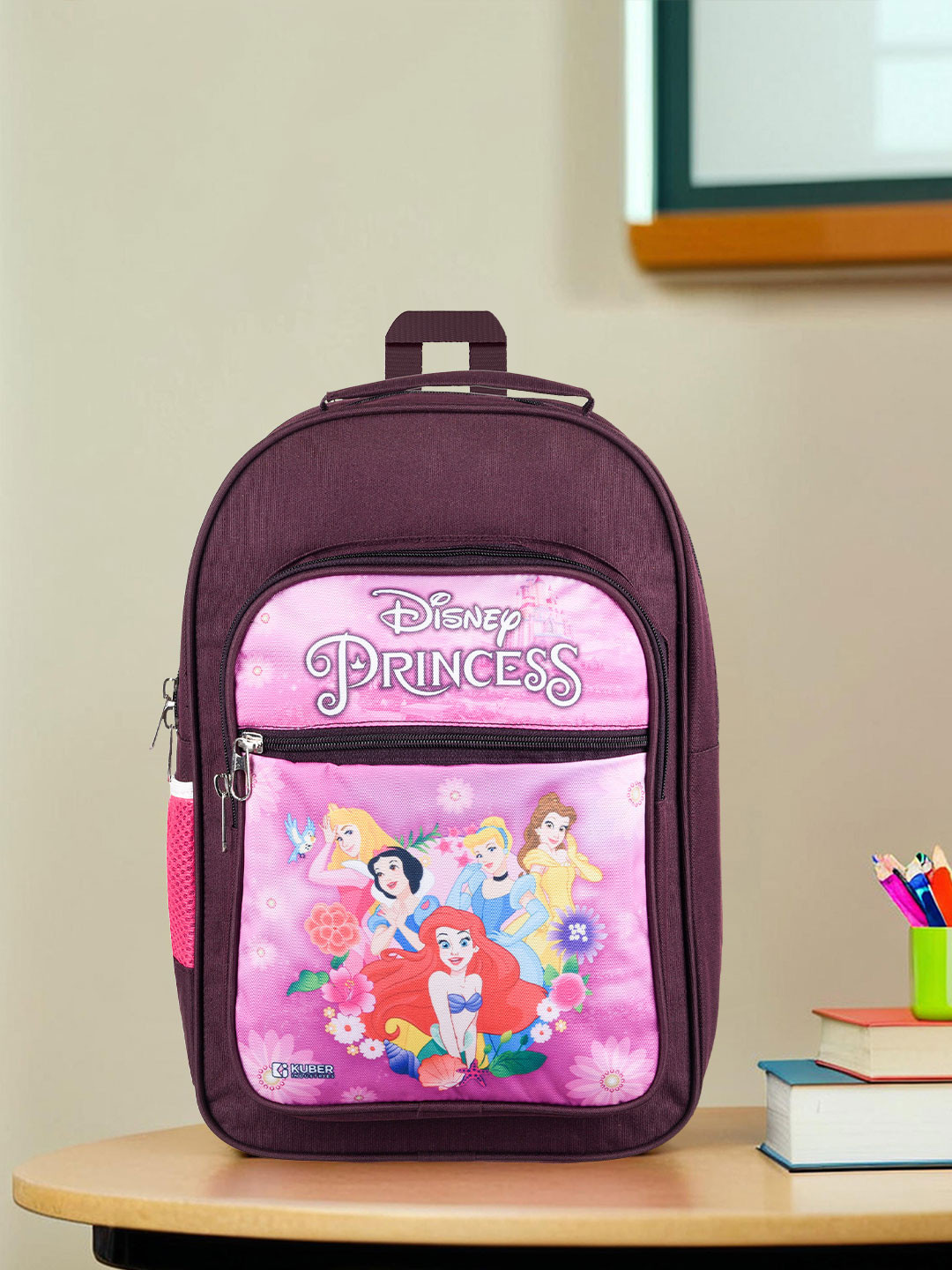 Kuber Industries Kids Purple Disney Princess Backpack