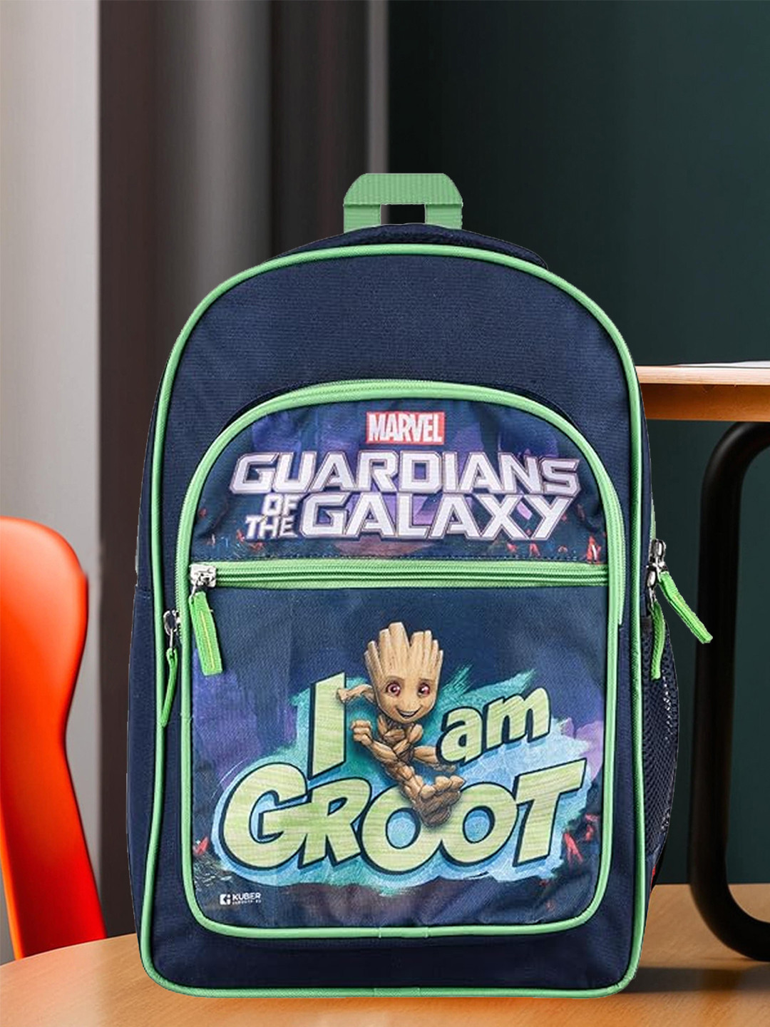 Kuber Industries Marvel blue 4 Compartment Kids School Bag Multicoloured Backpack