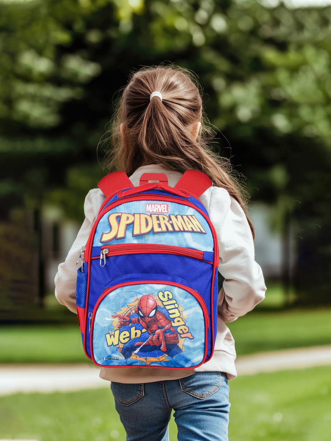 Kuber Industries Kids Disney Spiderman with 4 Compartment Schoolbags