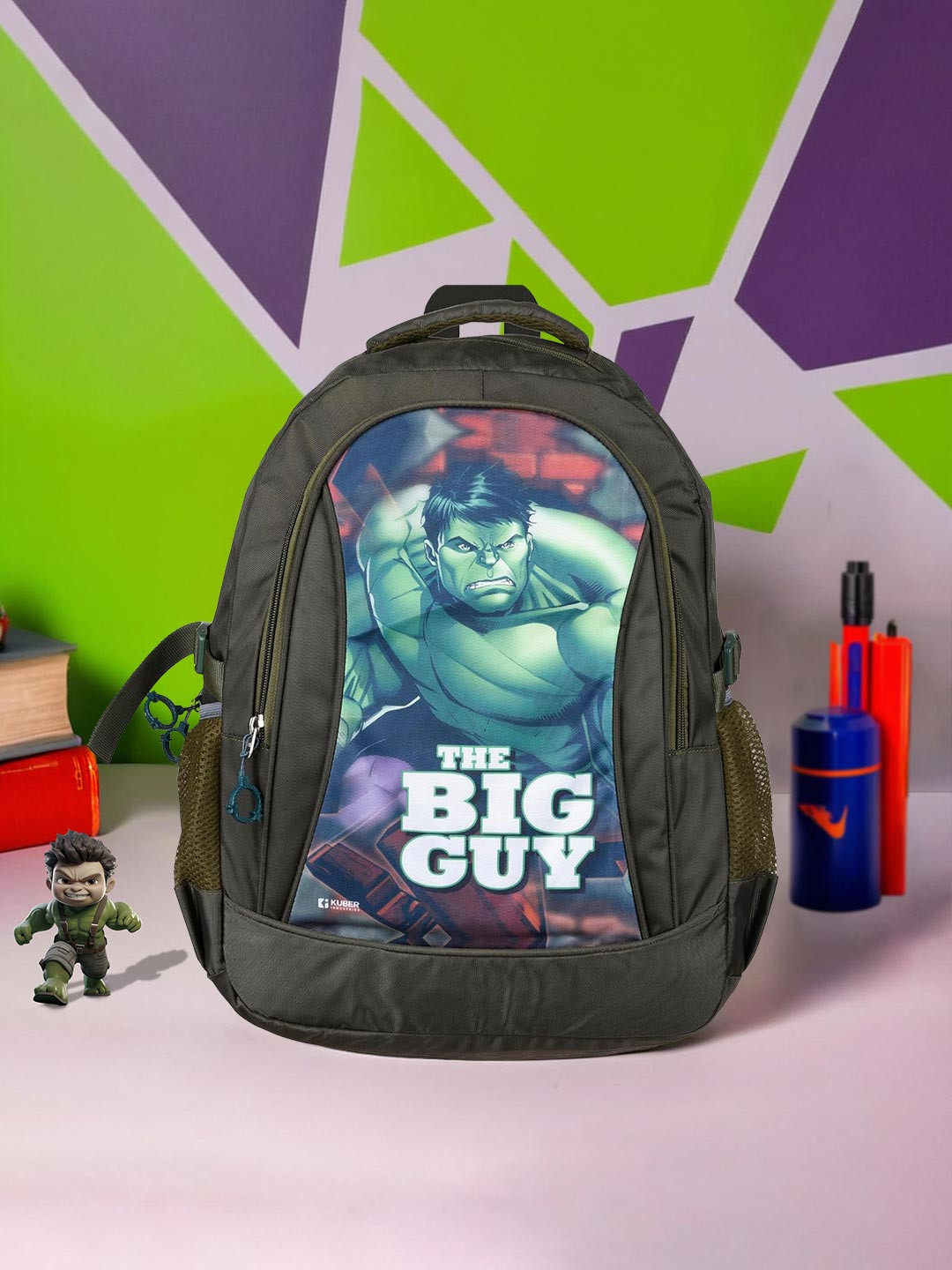 Kuber Industries Marvel Thorn Kids School Bags Student tuition bag for Girls & Boys Green