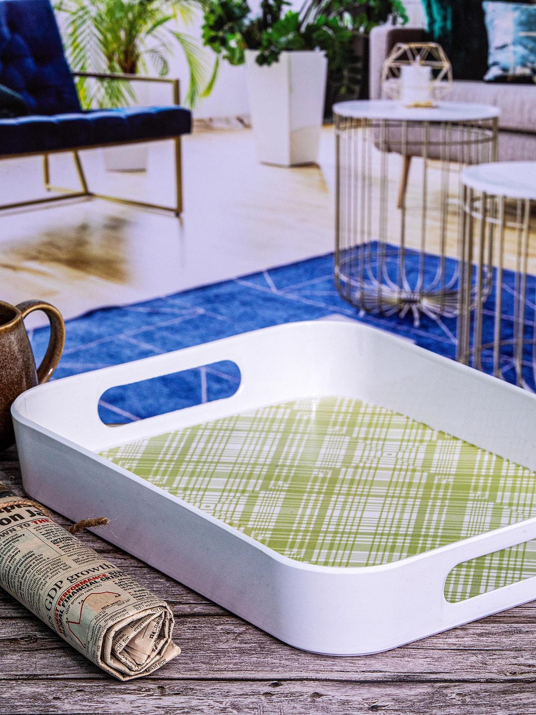 GOODHOMES White Melamine Rectangular Serving Tray