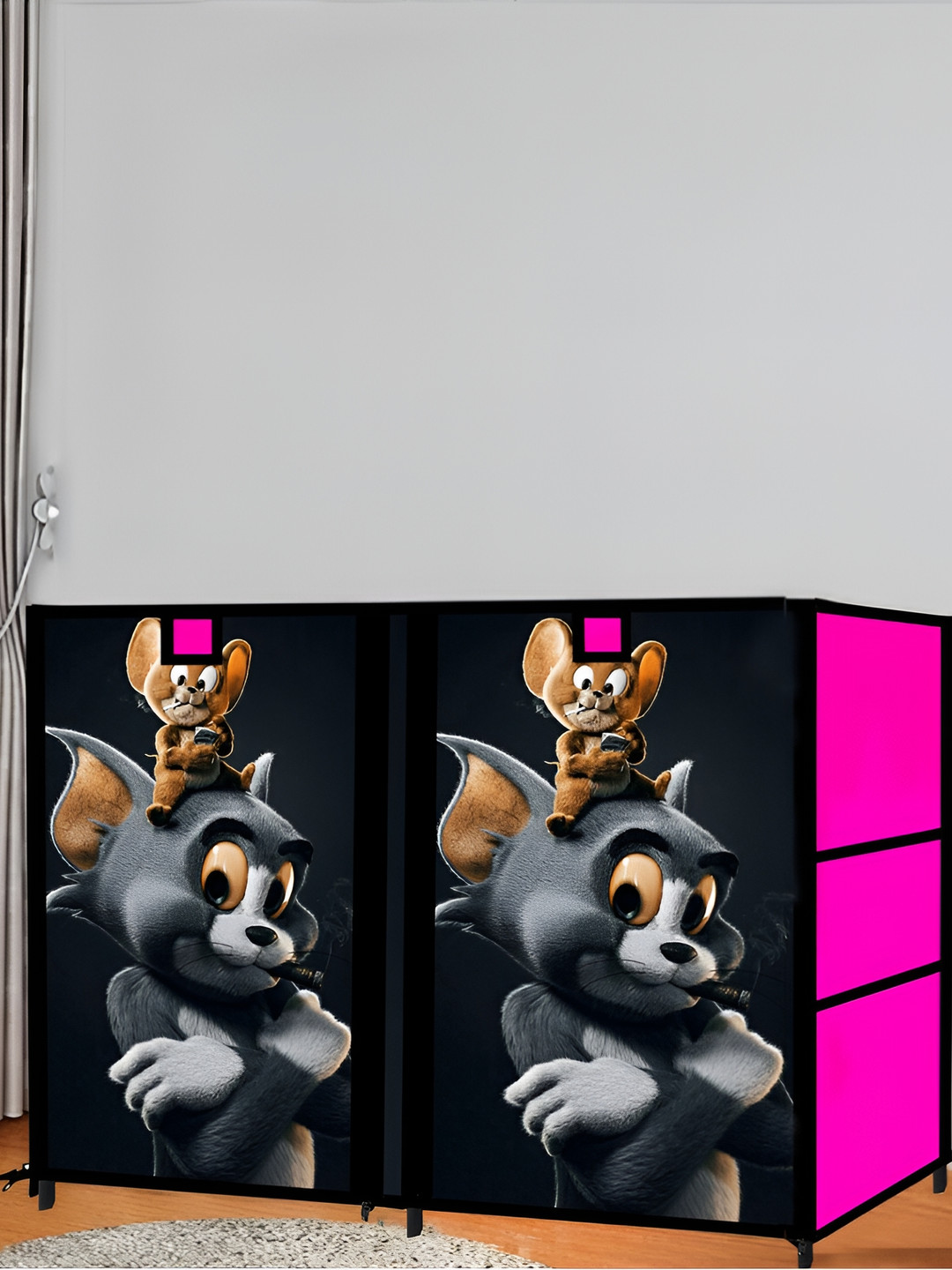 Urban Choice Pink & Black Printed 8 Tiers Shoes Rack