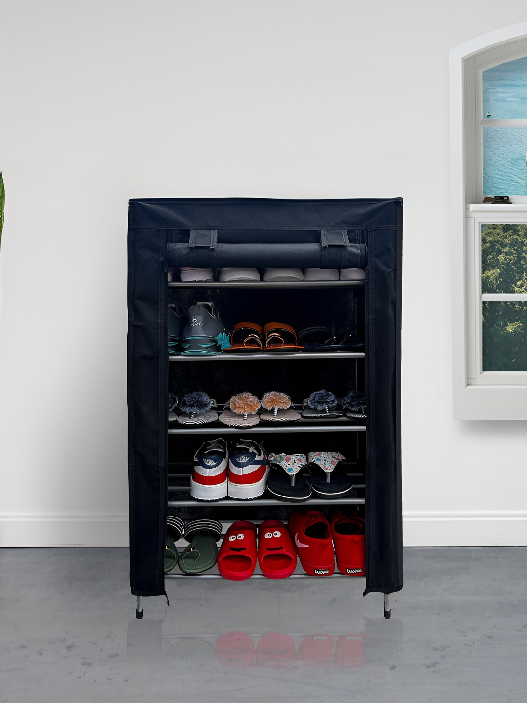 Urban Choice Black 5 Tiers Shoes Rack