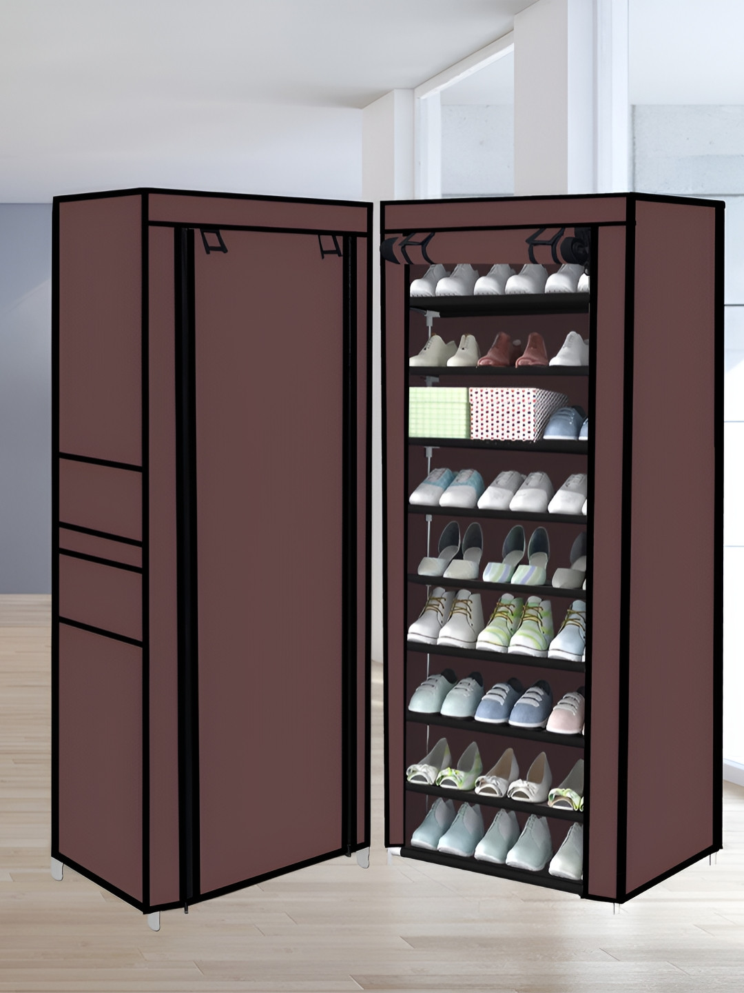 Urban Choice Brown 9-Tier Shoe Racks