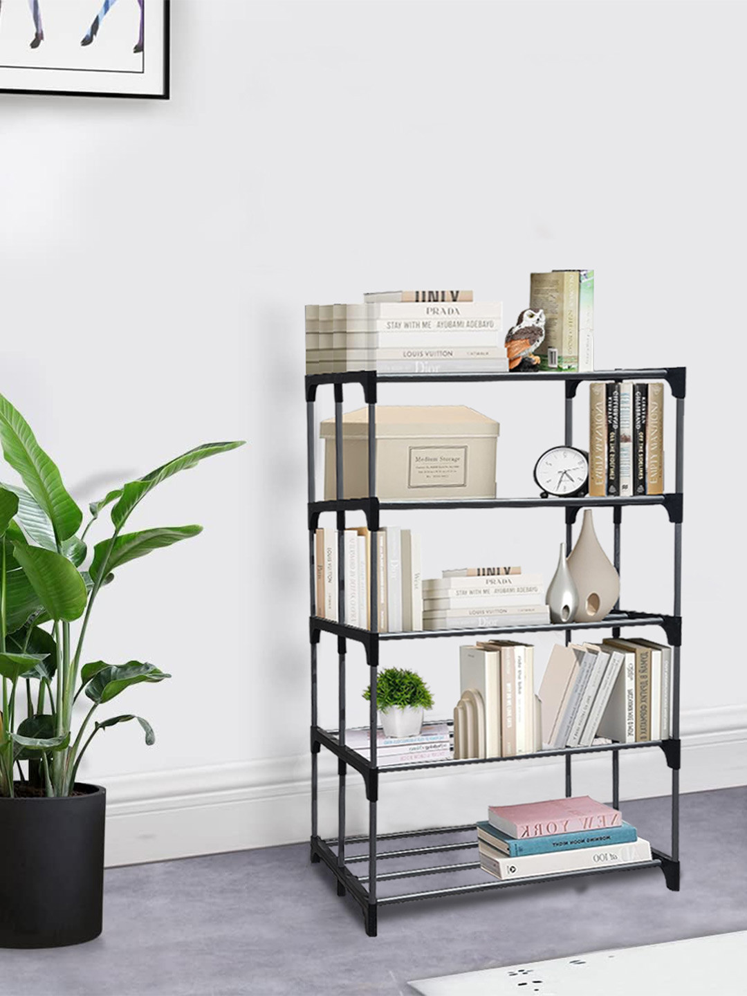 Urban Choice Blue Dotted 5 Layer Metal Rectangle Multi Purpose Rack