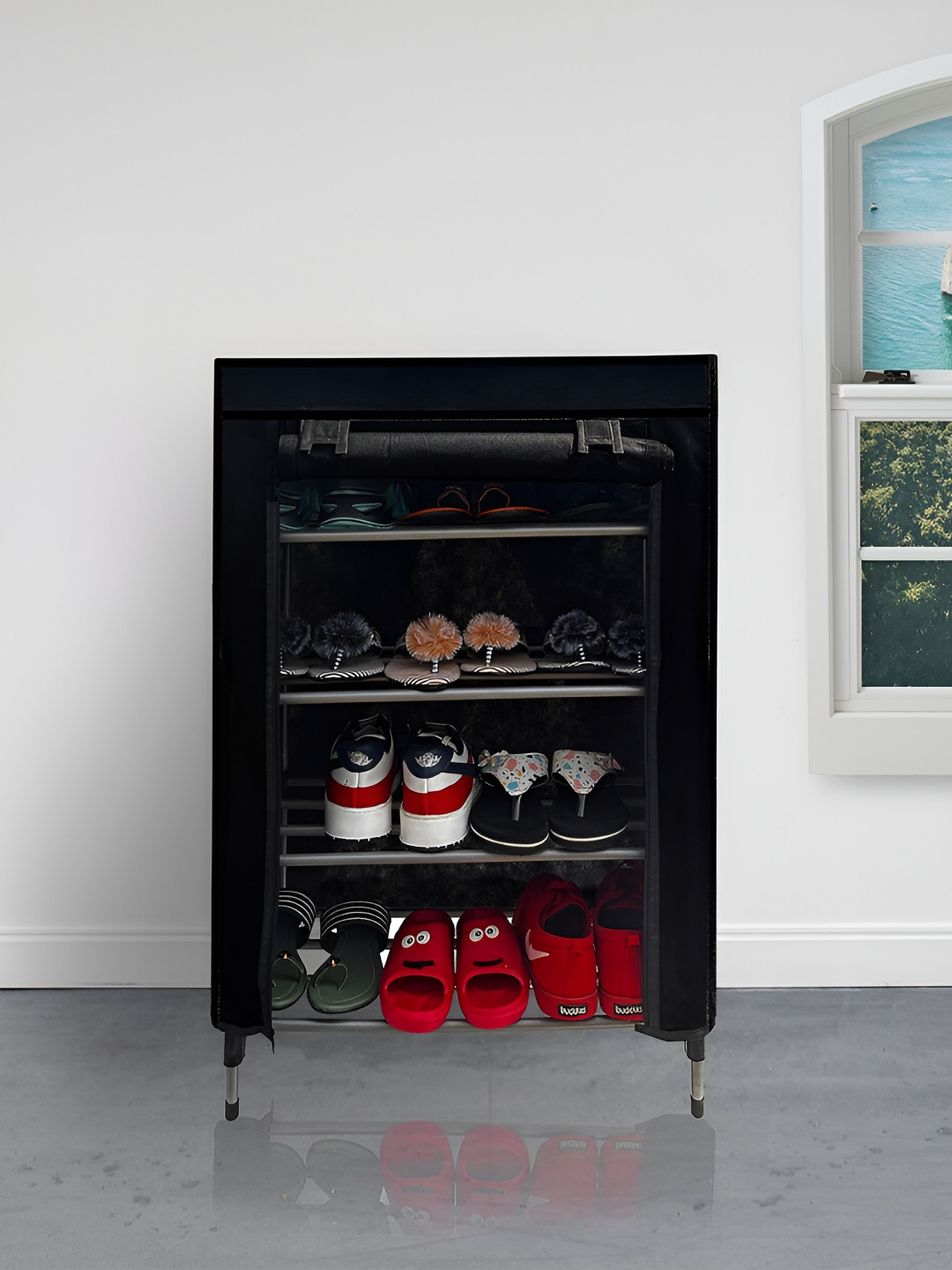 Urban Choice Black 4 Layer Shoe Rack