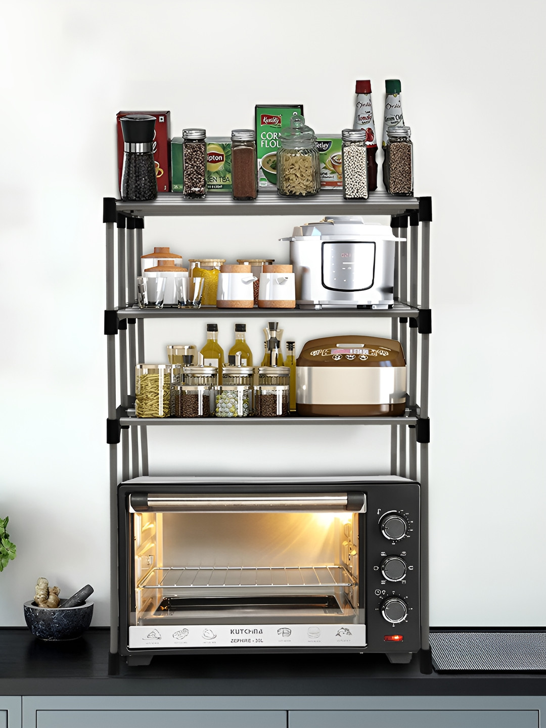 Urban Choice Black Textured 3 Tier Racks