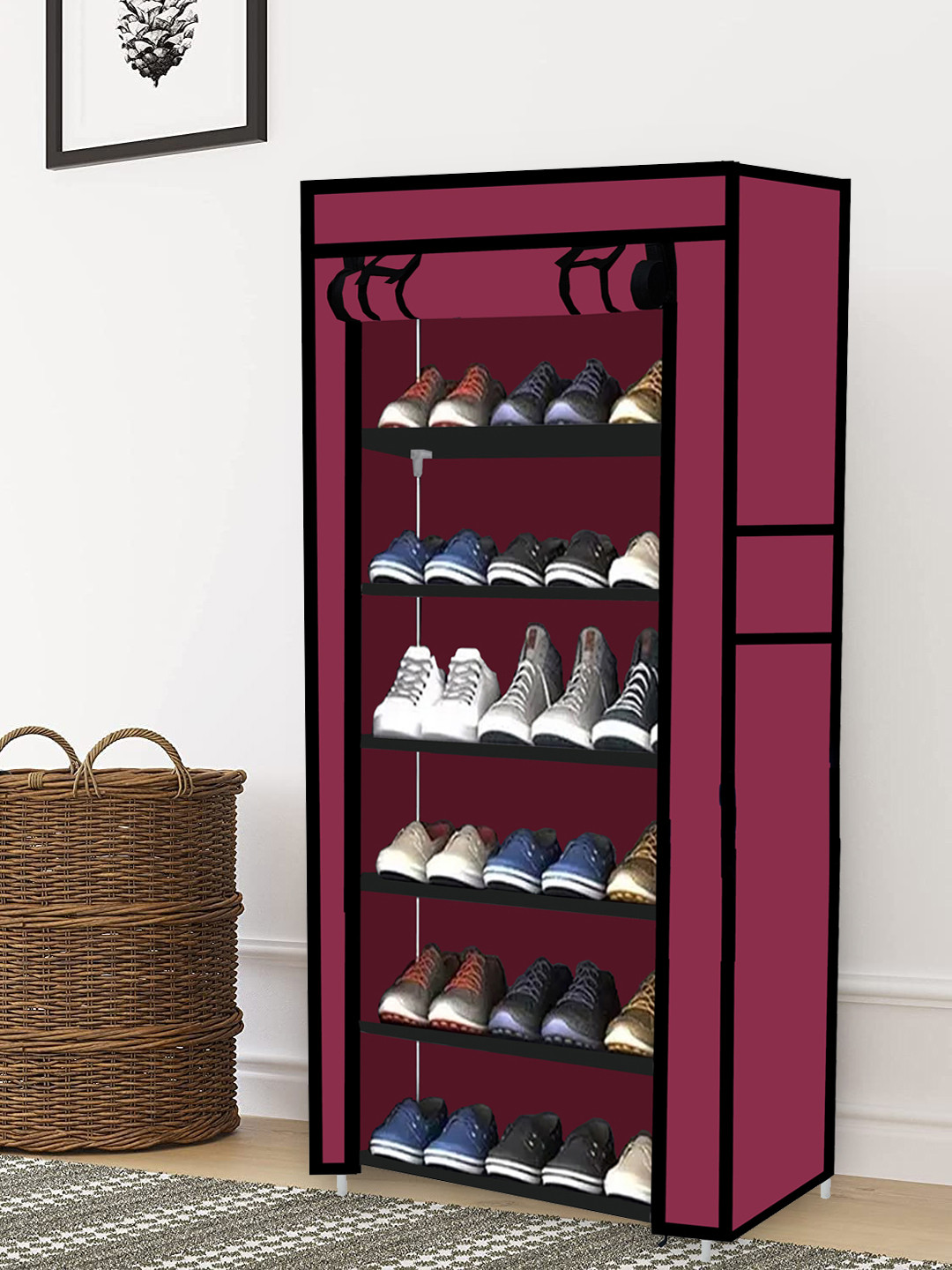 Urban Choice Maroon Metal 6 Layer Shoe Racks