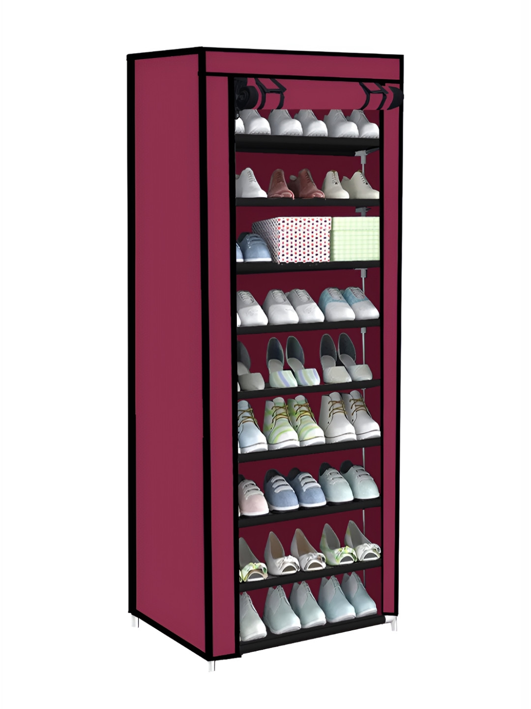 Urban Choice Maroon 9 Layer Non Woven Shoes Rack