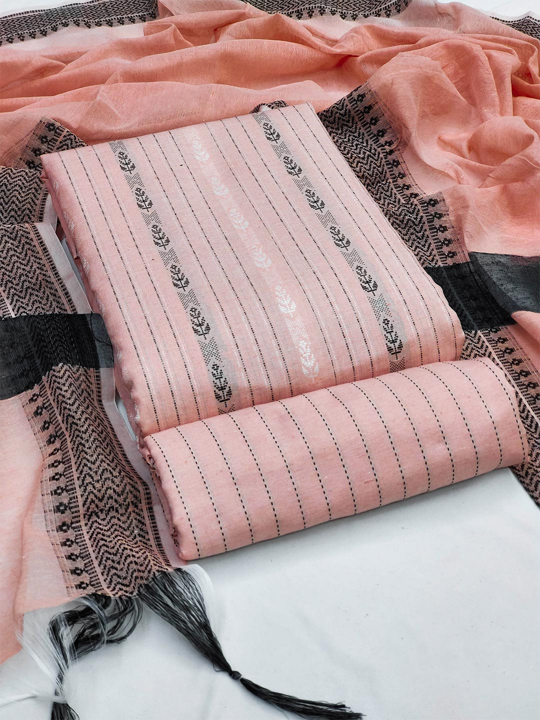 MANVAA Woven Design Striped Unstitched Dress Material
