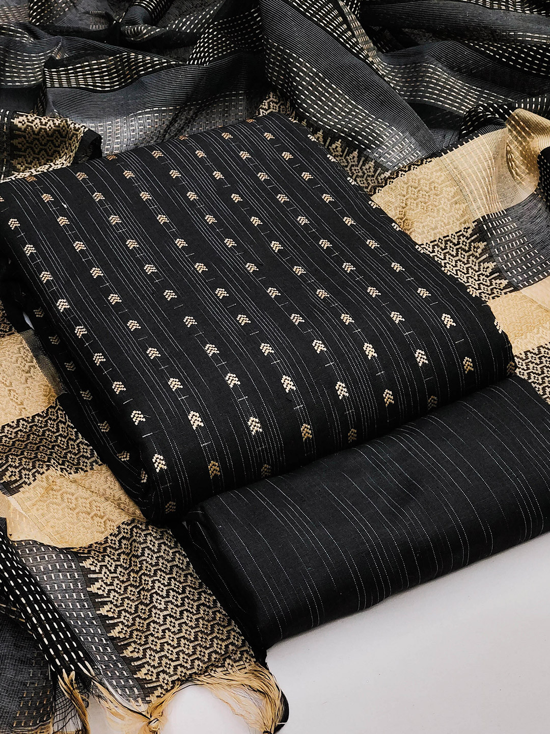 MANVAA Geometric Woven Design Unstitched Dress Material