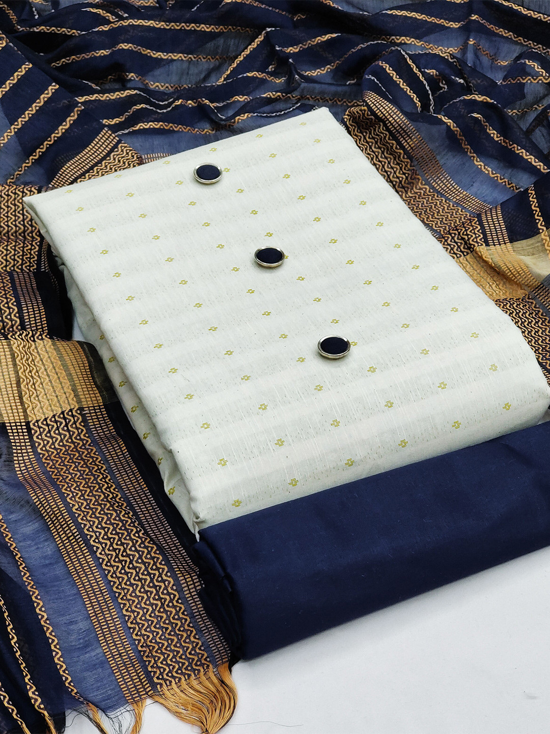 MANVAA Geometric Woven Design Unstitched Dress Material