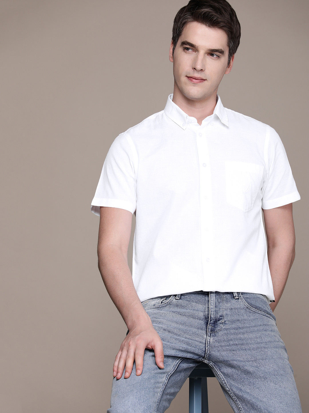 Nautica Short Sleeves Pure Cotton Casual Shirt