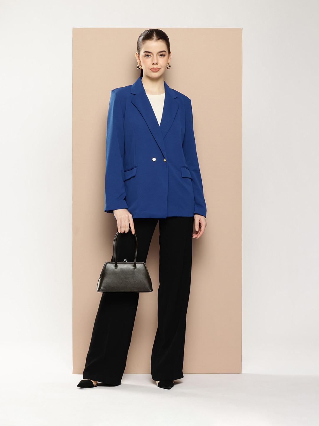 INVICTUS Notched Lapel Textured Casual Blazer