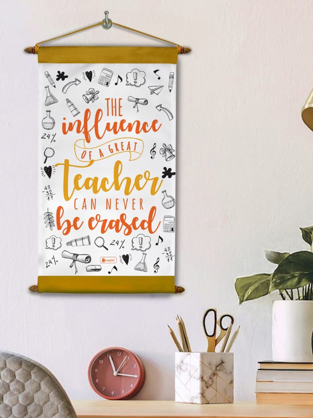 Indigifts Teacher Scroll Card Wood Hanging Hall Wall Hangings-17In