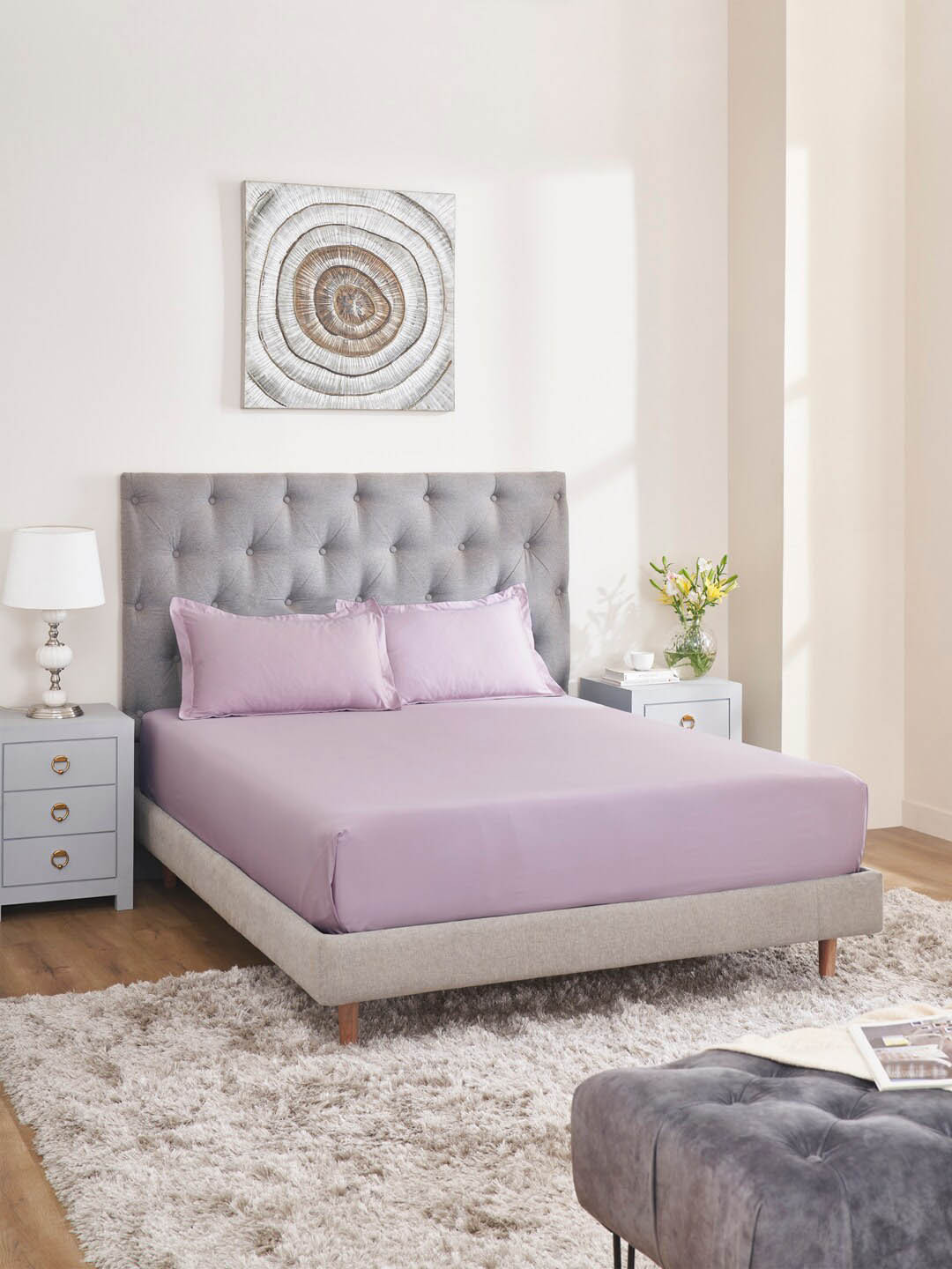 MYTRIDENT Nectarsoft Signature Select Rose Cotton 400 TC King Superfine Bedsheet with 2 Pillow Covers-108 x 108 inches