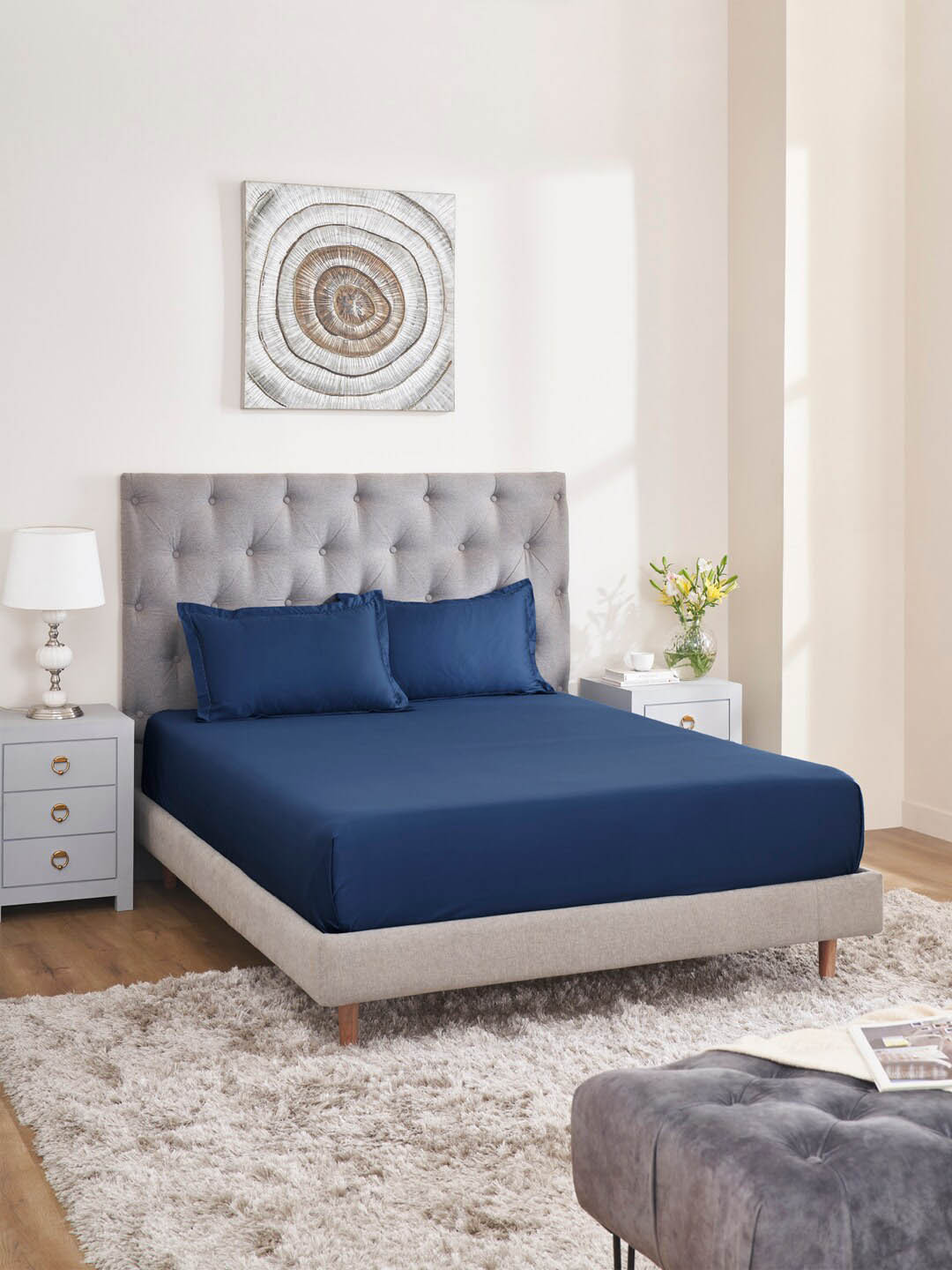 MYTRIDENT Nectarsoft Signature Select Turquoise Blue Solid Cotton 400 TC King Superfine Bedsheet with 2 Pillow Covers-274 x 274 cm