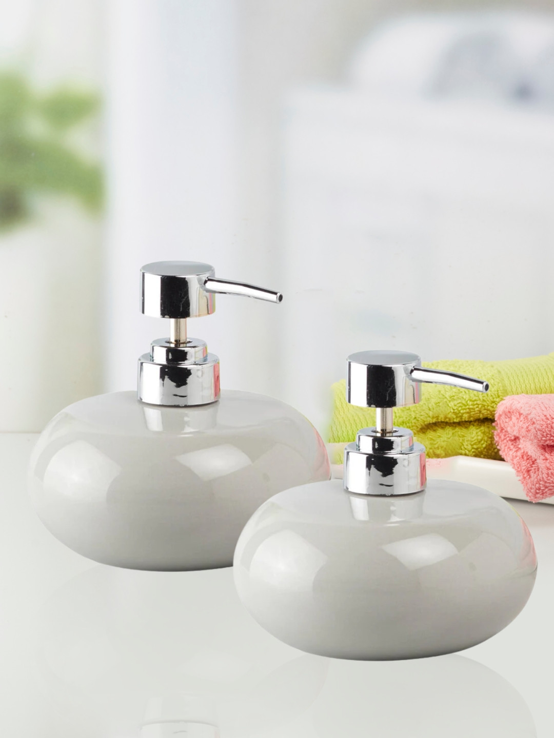 Kookee Grey 2 Pieces Ceramic Soap Dispensers