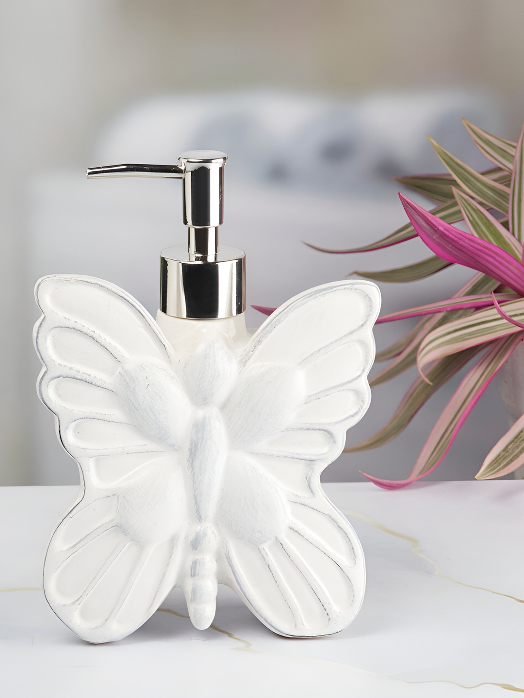 Kookee White 2 piece Abstract Ceramic Soap Dispenser