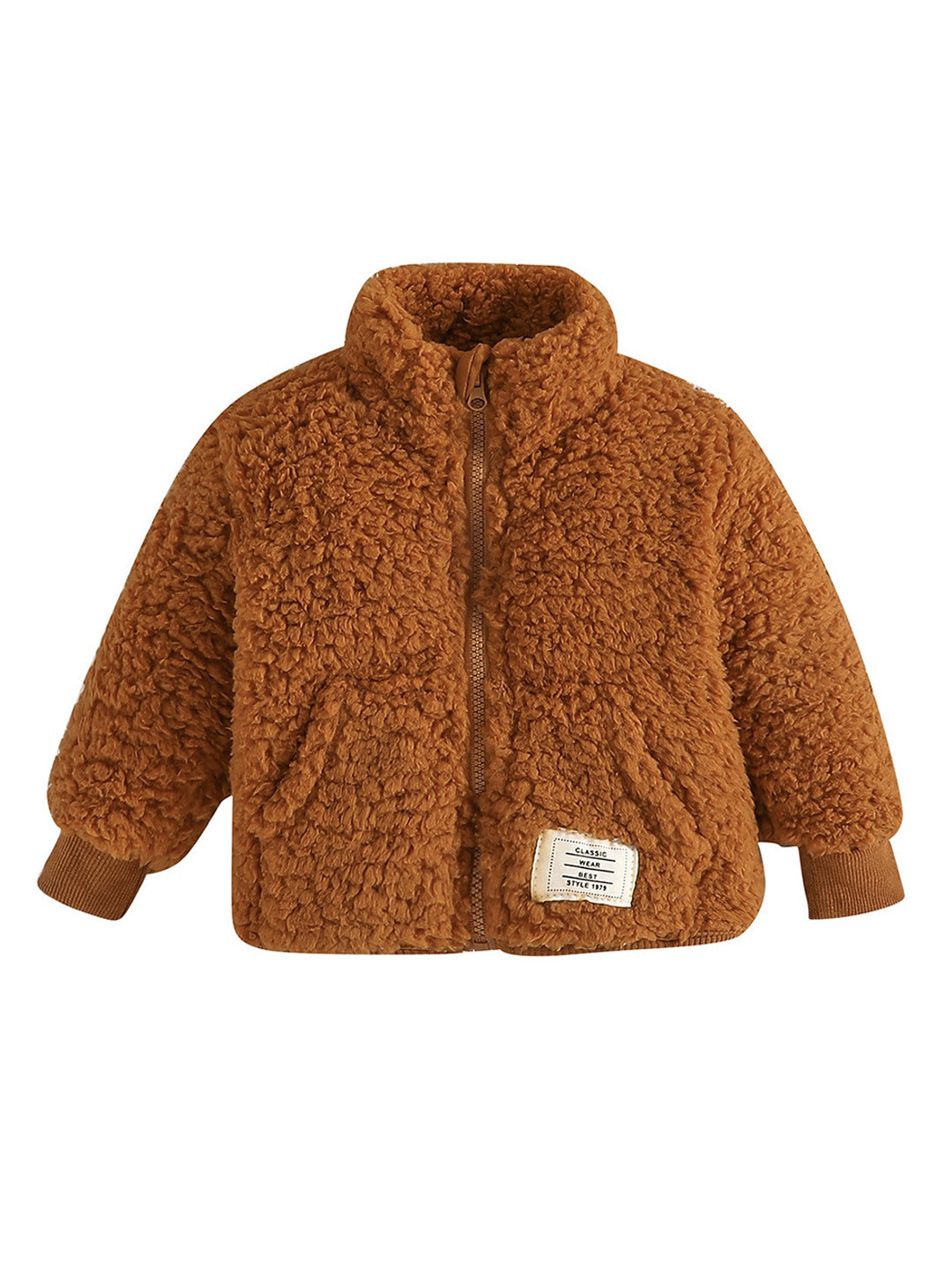 StyleCast Kids Brown Mock Collar Insulator Open Front Jacket