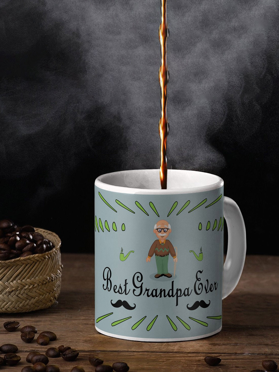 Indigifts Grey & Green Printed Ceramic Home Gift Sets