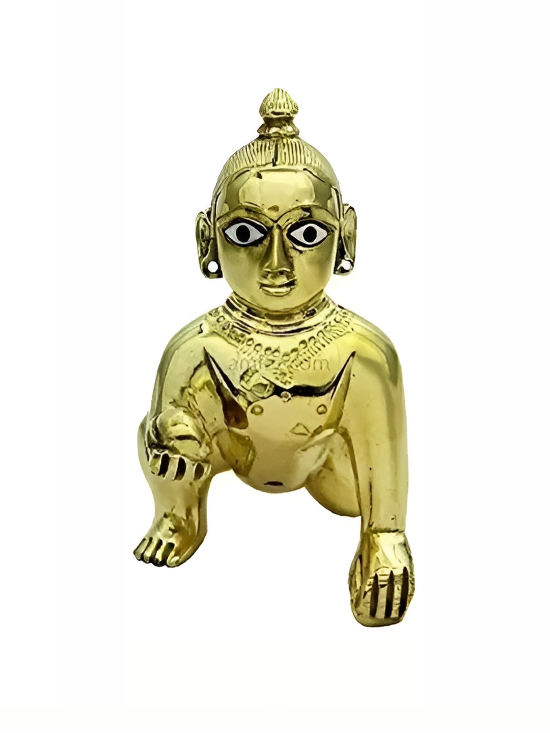 Navyaksh Laddu Gopal Gold Brass Metallic Prayer Room Small Showpiece - 3.1 Inches