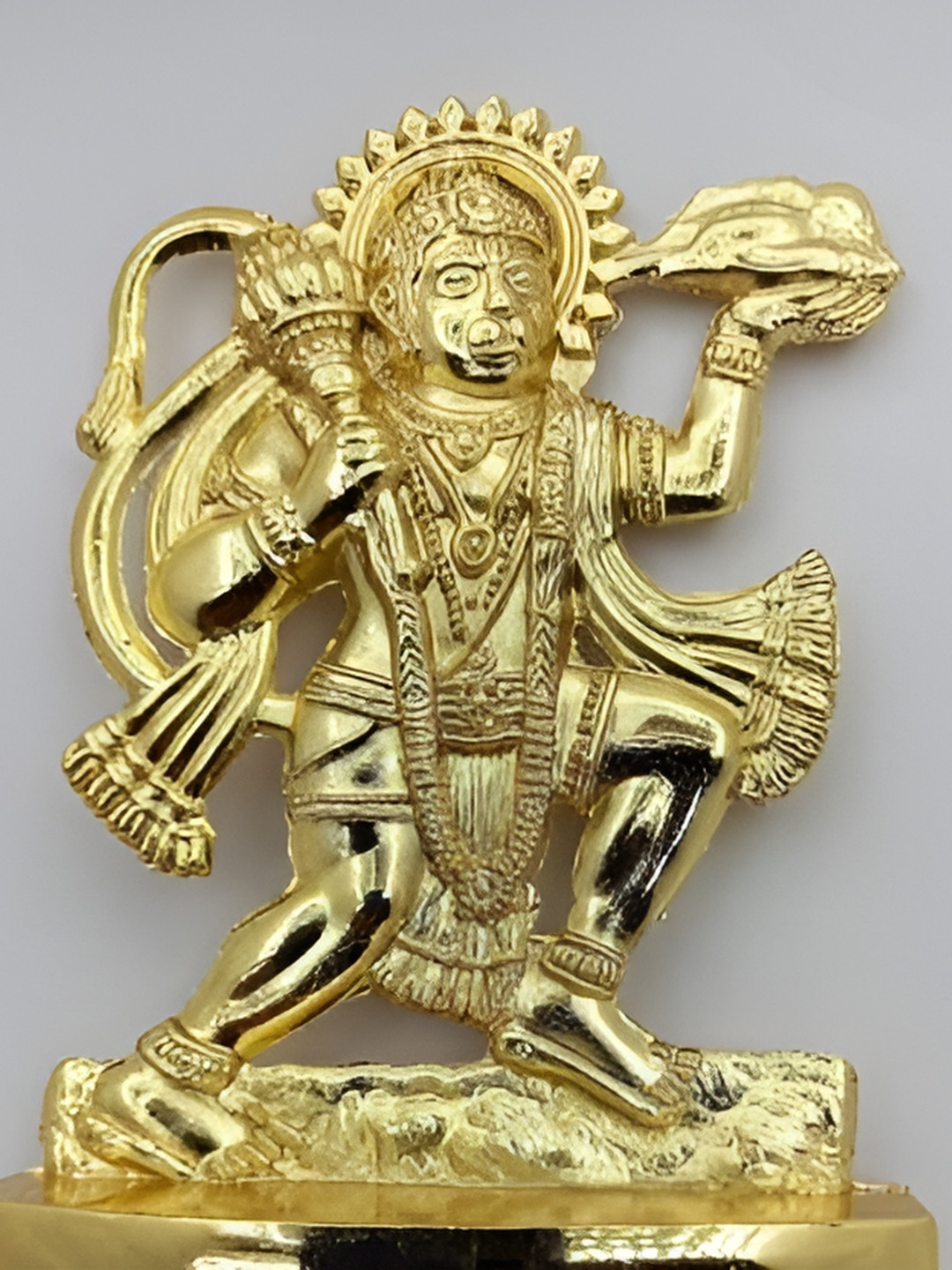 Navyaksh Hanuman Gold Metal Metallic Prayer Room Small Showpiece - 3.1 Inches