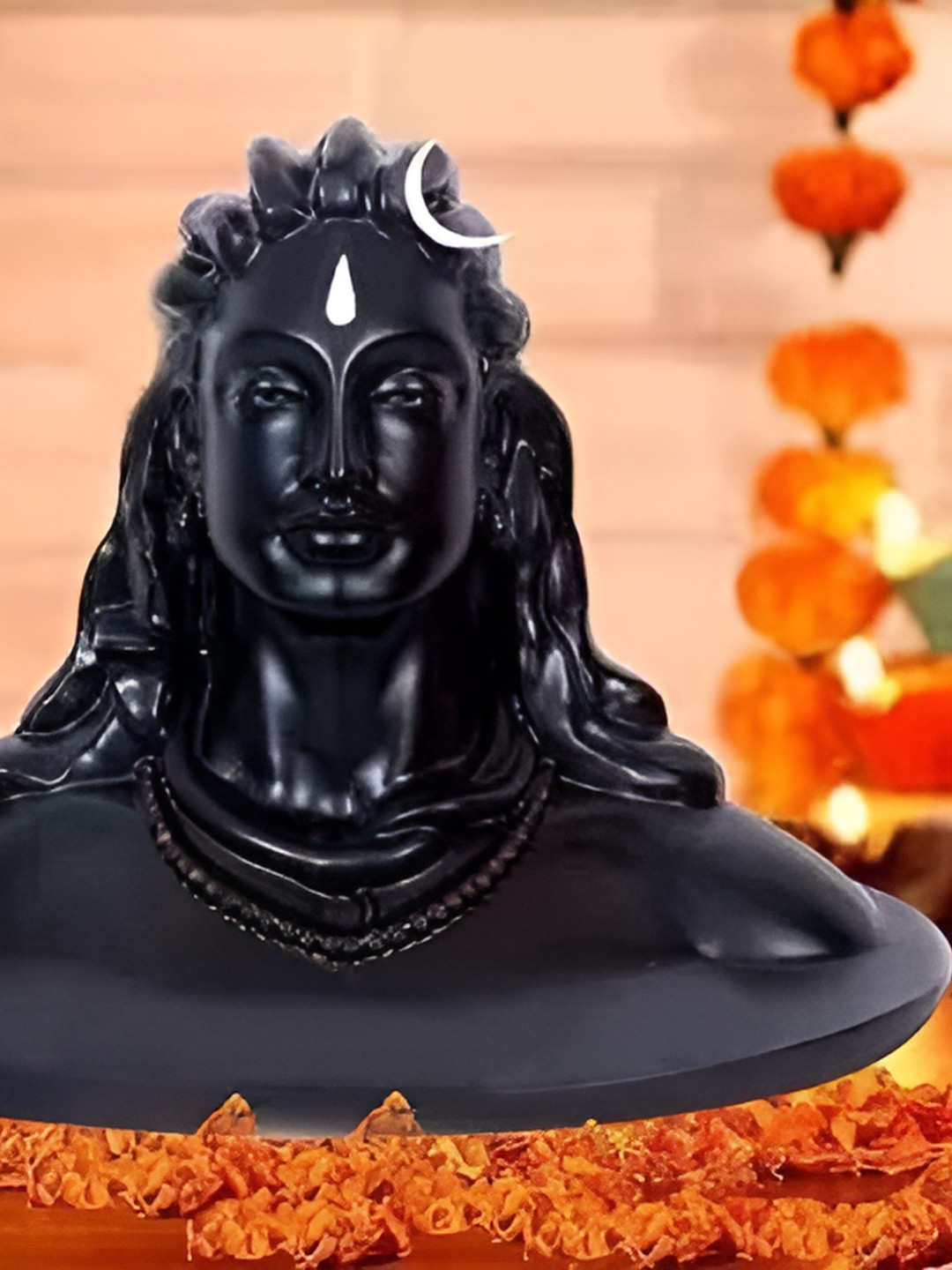 Navyaksh Shiva Black Polyresin Matte Prayer Room Medium Showpiece - 4.5 Inches