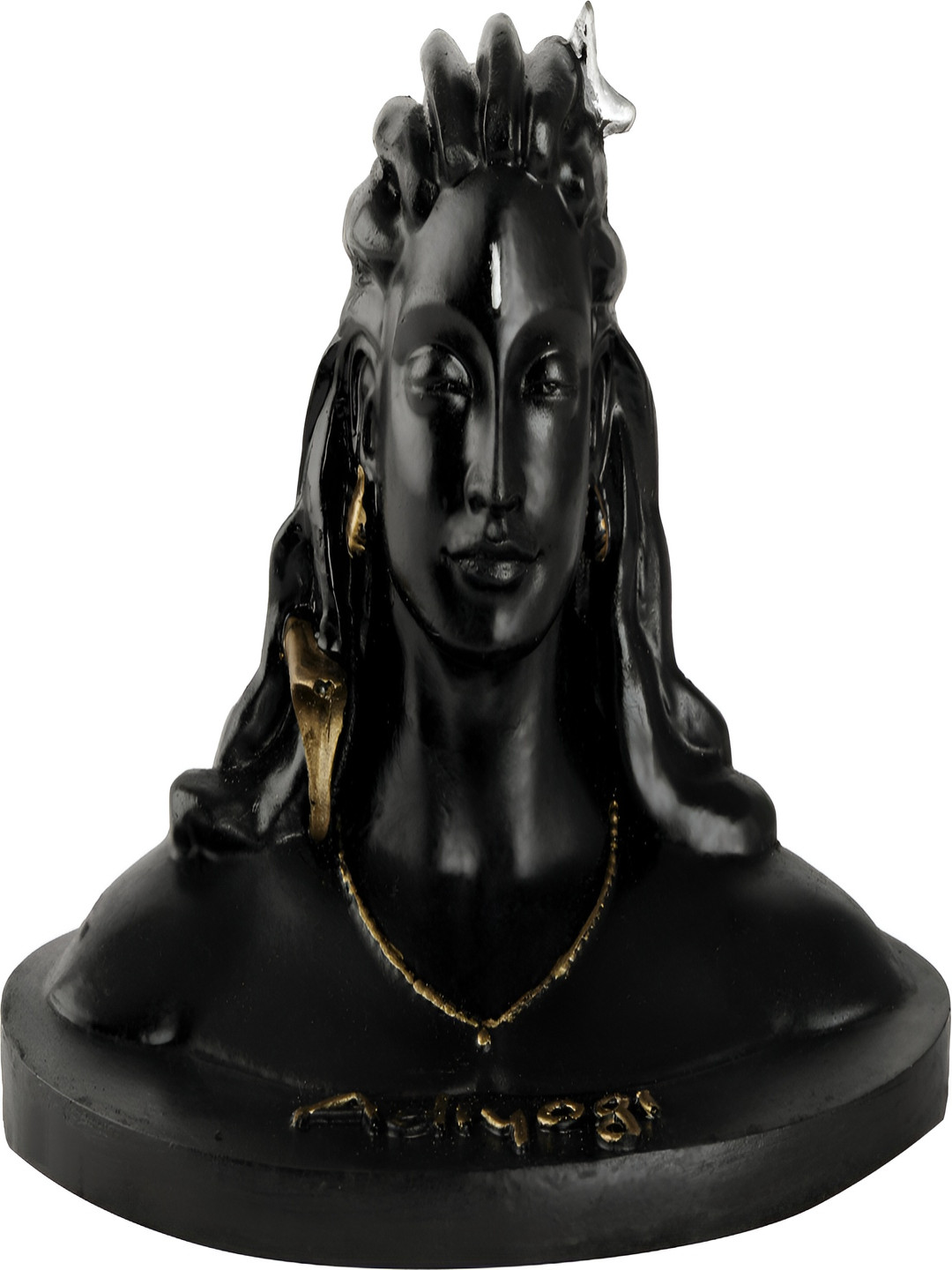Navyaksh Adiyogi Black Marble Glossy Prayer Room Small Showpiece - 4.7 Inches