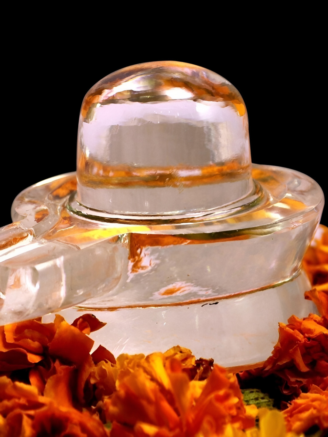 Navyaksh Shivling Transparent Crystal Glossy Prayer Room Small Showpiece - 3.2 Inches