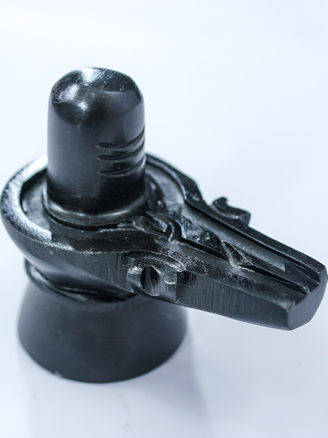 Navyaksh Shiv Ling Black Marble Glossy Prayer Room Small Showpiece - 2.4 Inches