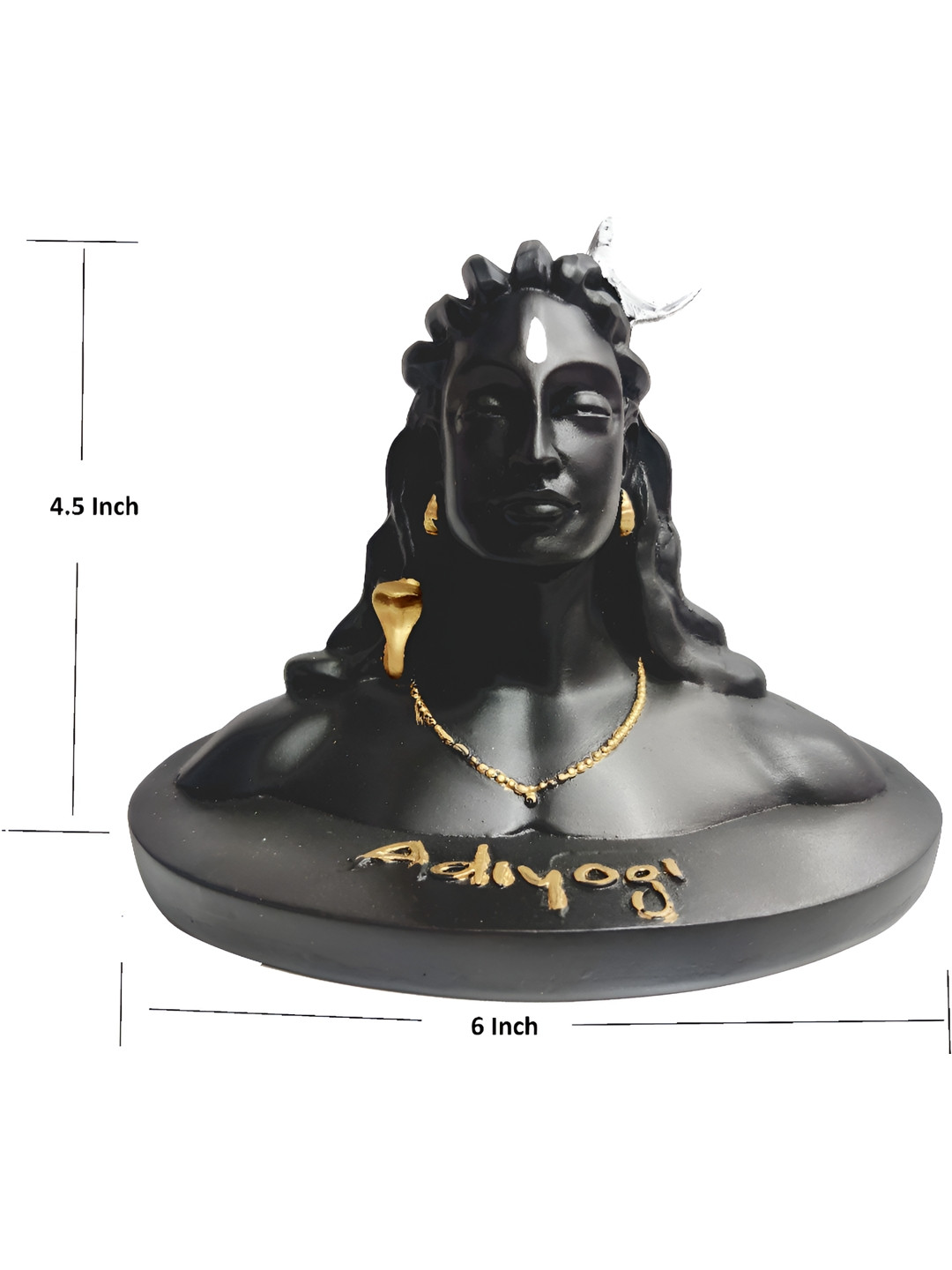 Navyaksh Lord Shiva Black Polyresin Glossy Prayer Room Small Showpiece - 4.5 Inches