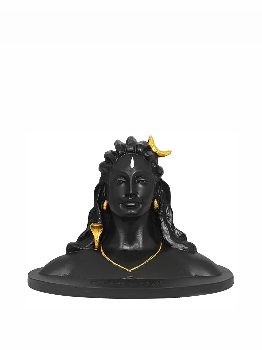 Navyaksh Adiyogi Black Polyresin Matte Living Room Small Showpiece - 3.1 Inches