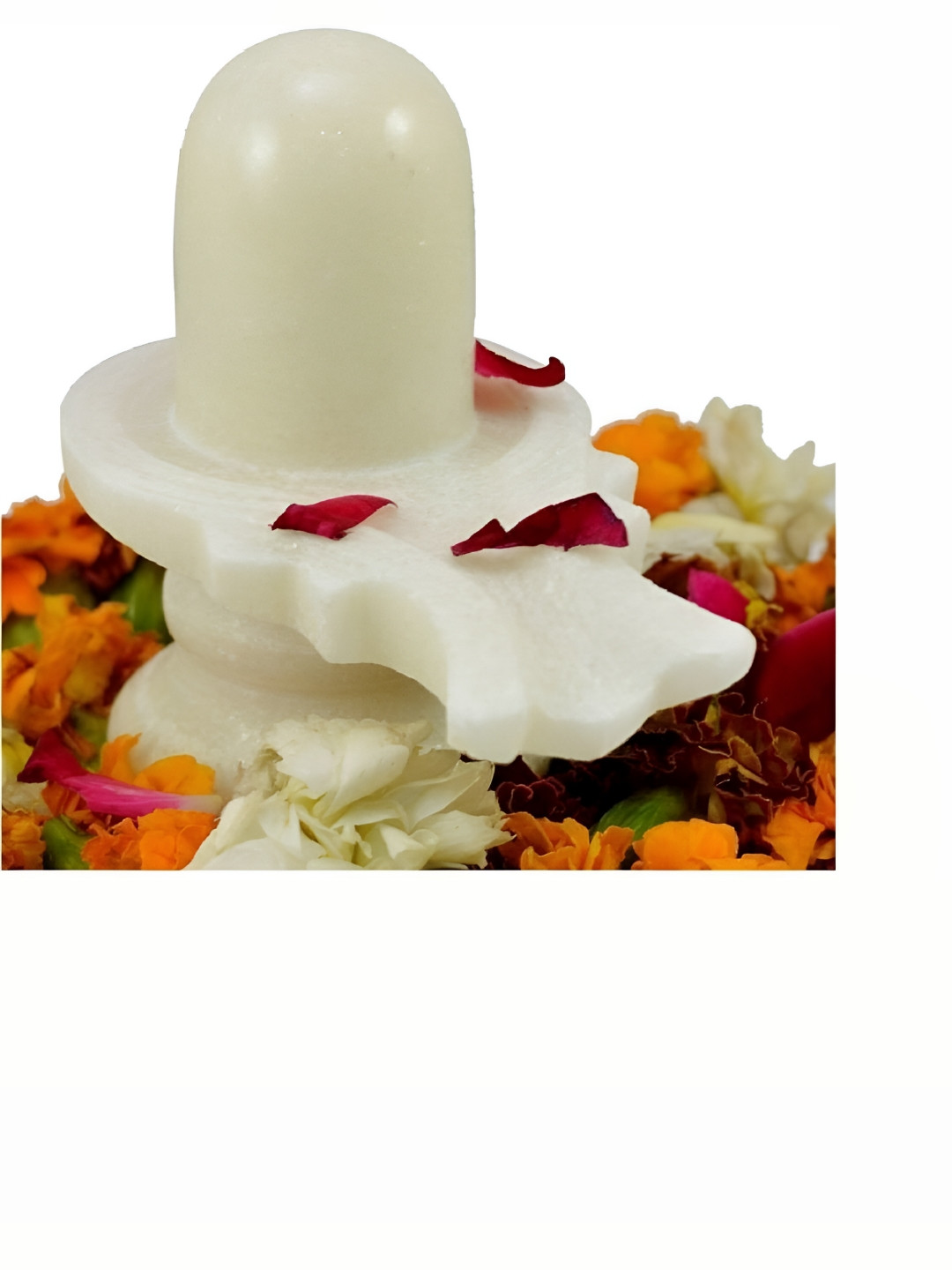 Navyaksh Shiv Ling White Marble Matte Living Room Small Showpiece - 3.1 Inches