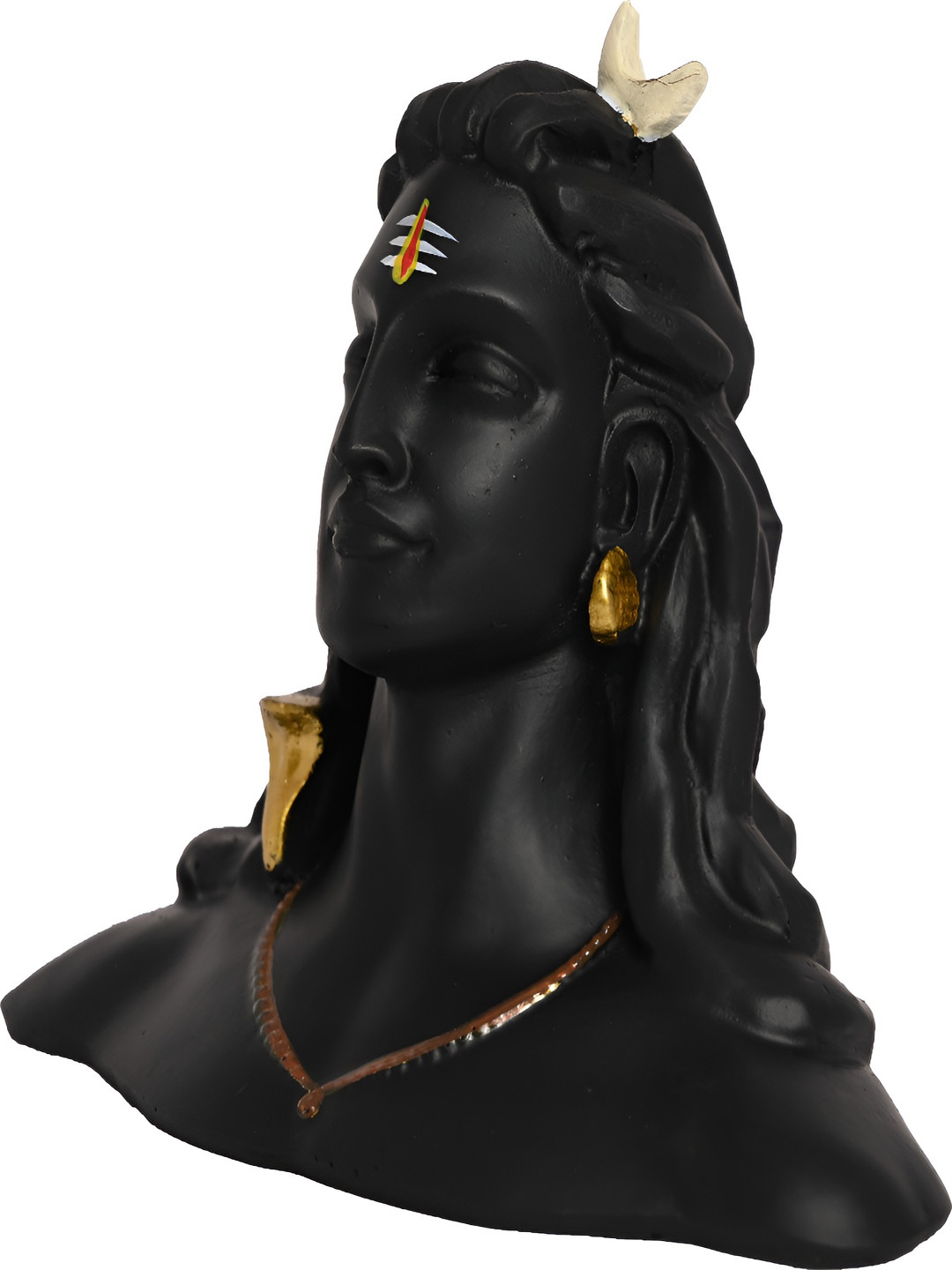 Navyaksh Powerful Adiyogi Black Polyresin Glossy Home Office Small Showpiece - 4.5 Inches