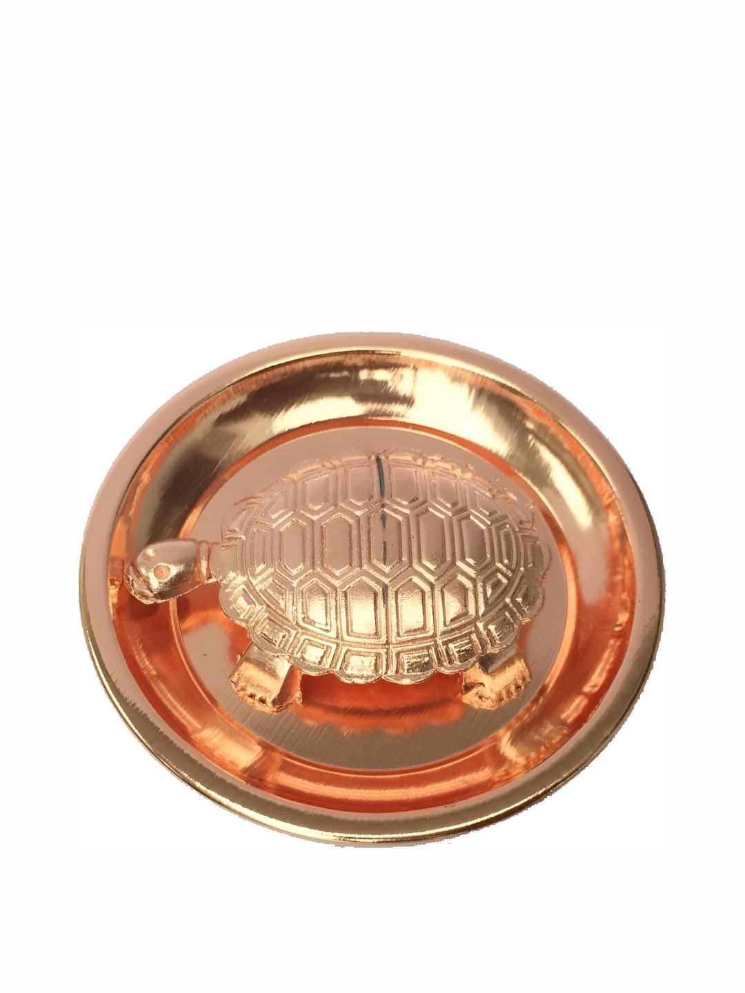 Navyaksh Tortoise with Plate Copper Metal Metallic Home Office Set of 2 Small Showpieces - 3.1 Inches