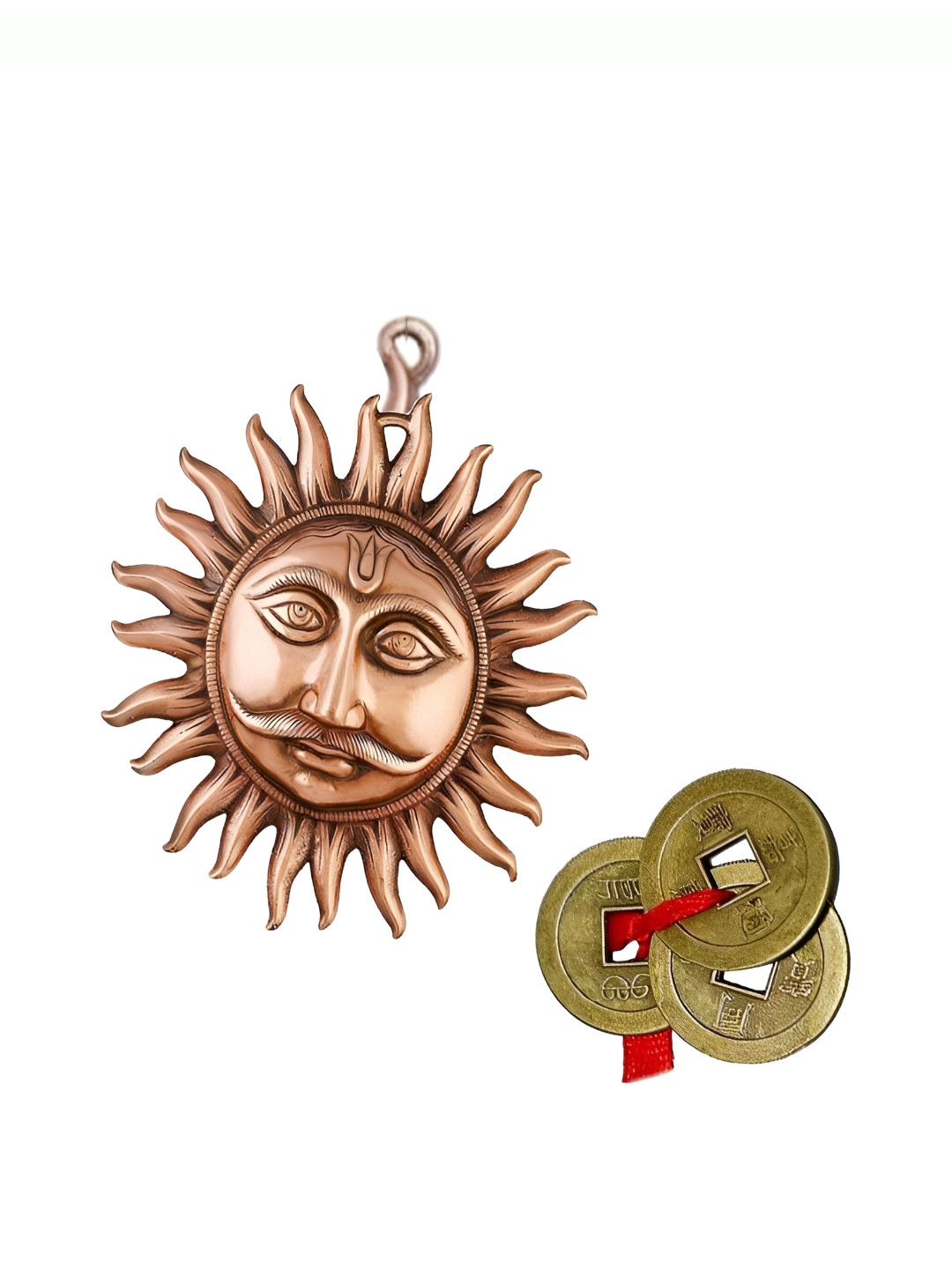 Navyaksh CpperToned Stylish Astro Decorative Wall Hanging Lord Surya Face Showpiece