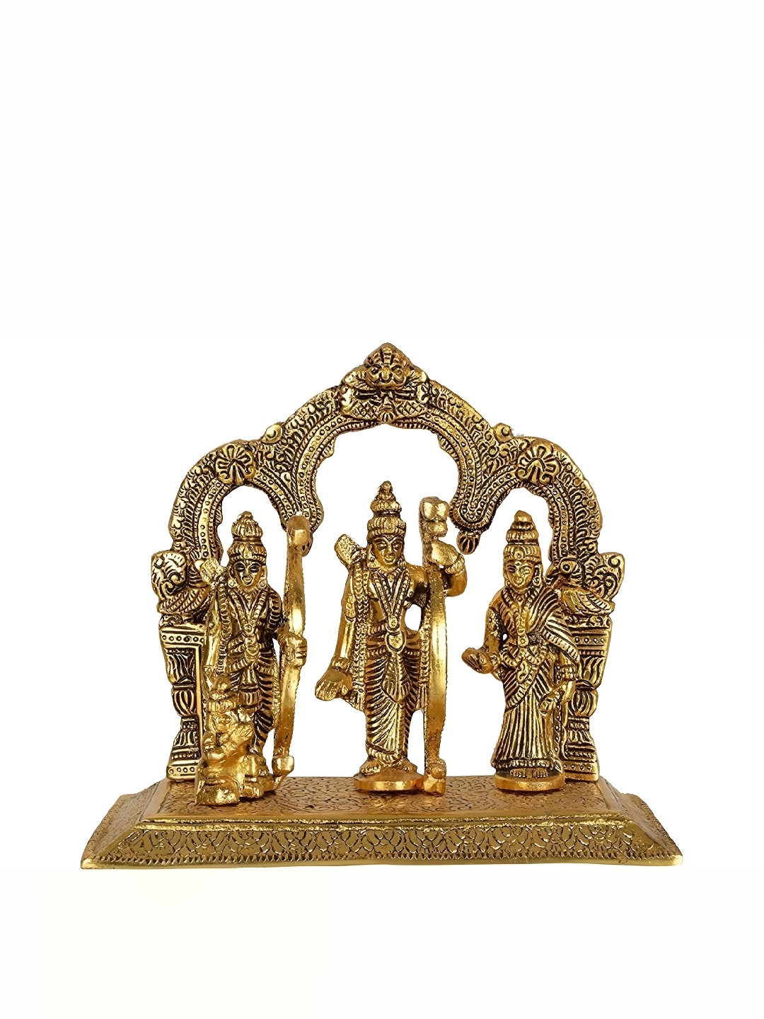 Navyaksh Ram Darbar Gold Metal Metallic Prayer Room Medium Showpiece - 3.1 Inches