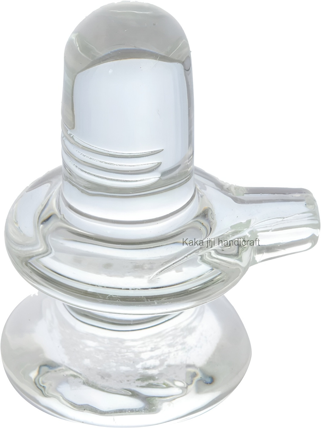 Navyaksh Sphatik Shivling Transparent Crystal Glossy Prayer Room Small Showpiece - 4.3 Inches