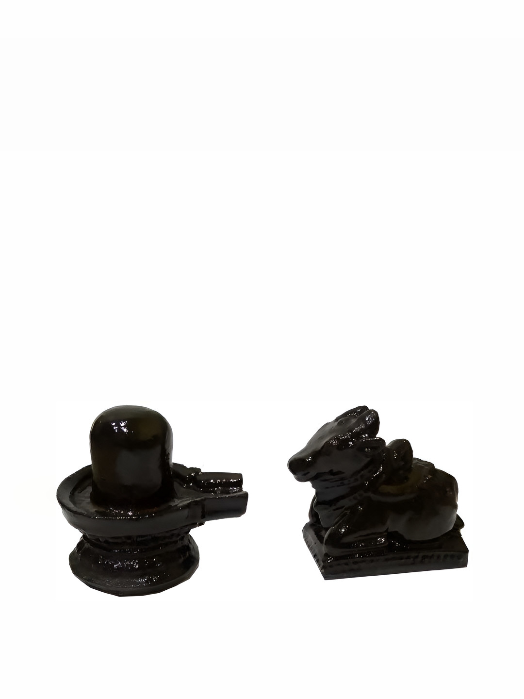 Navyaksh Narmadeshwar Shivling Black Polyresin Matte Prayer Room Set of 2 Small Showpieces - 2.4 Inches