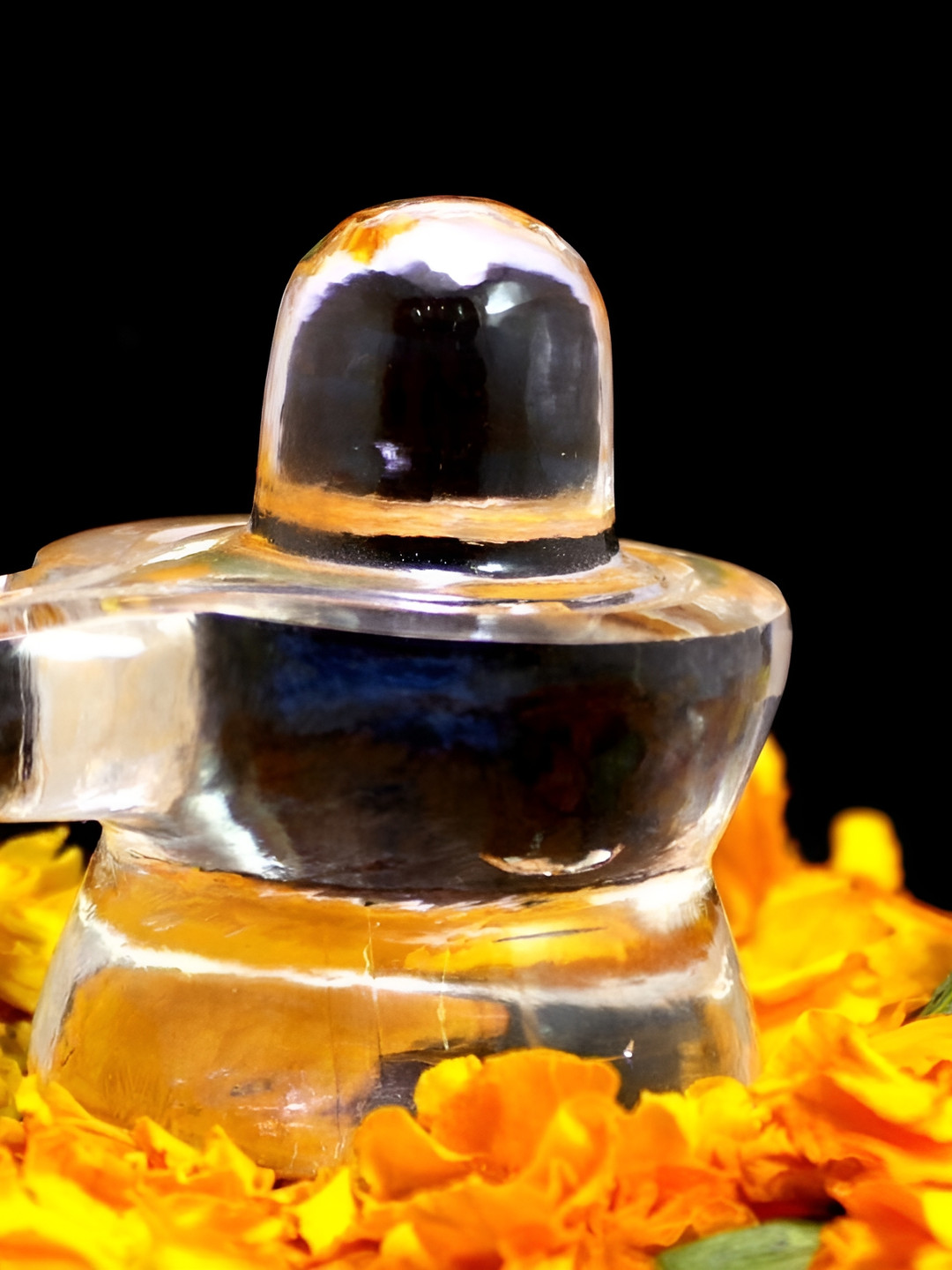 Navyaksh Shivling Transparent Crystal Glossy Prayer Room Small Showpiece - 2 Inches