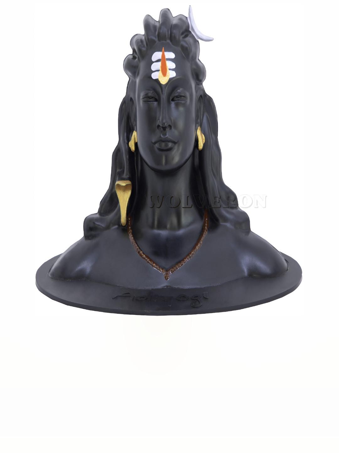 Navyaksh Adiyogi Black Polyresin Glossy Living Room Small Showpiece - 4.5 Inches