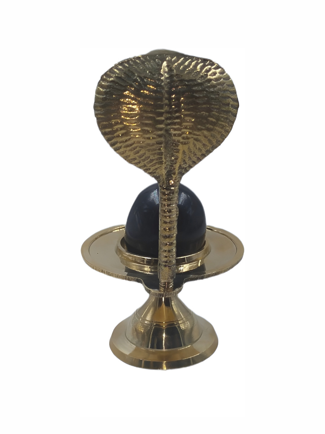 Navyaksh Namdeshwar Shivling Shiva Black Metal Metallic Prayer Room Set of 2 Small Showpieces - 3.1 Inches