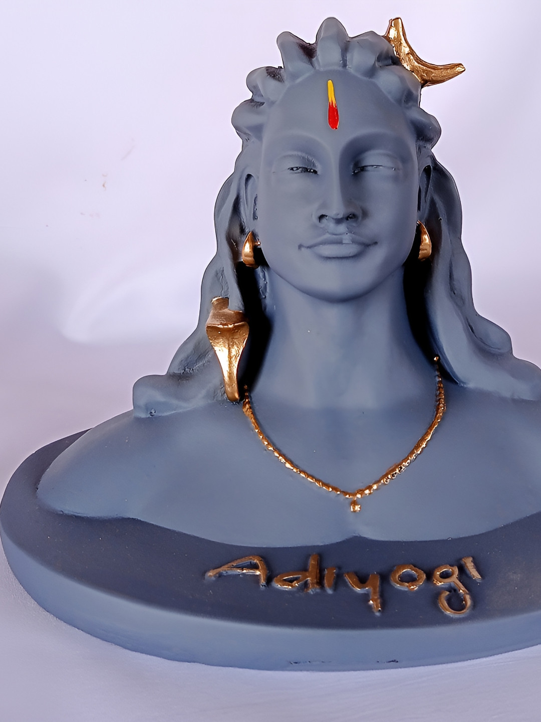 Navyaksh Adiyogi Shiva God Black Polyresin Matte Living Room Hand-Crafted Small Showpiece - 3.1 Inches